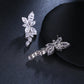 LXOEN Marquise Cut Flower Zirconia Crystal Long Drop Earrings for Women Shiny Leaf CZ Stone Bridal Wedding Jewelry