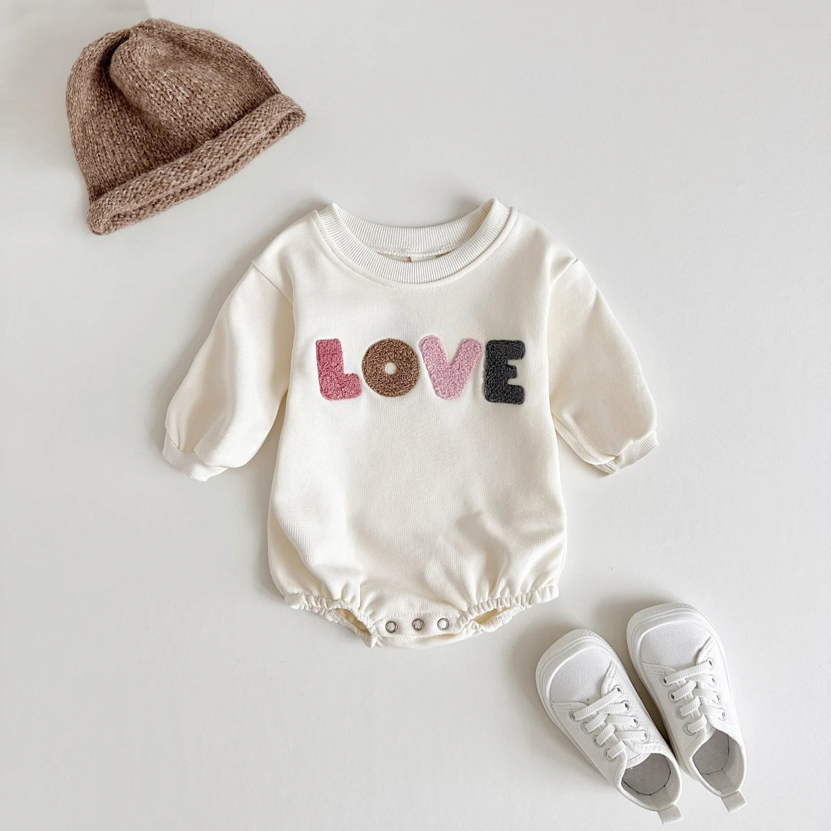 Baby Autumn Clothes 2025 Newborn Infant Baby Boy Girl Romper Cute LOVE Embroidery Soft Cotton Jumpsuit Spring Baby Clothes