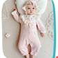 Infant Baby Girls Jumpsuit+Hat Embroidery Lace Stitching Cotton Long Sleeve Toddler Baby Girl Romper Spring Autumn Baby Clothes