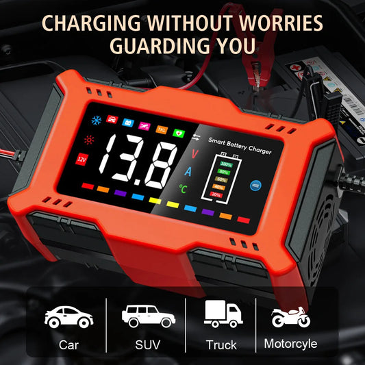 For Lead Acid / Lithium Iron Battery 14.6V/12V 6A 90W EU US Plug Car Battery Charger Pulse Repair 110V/240V Input