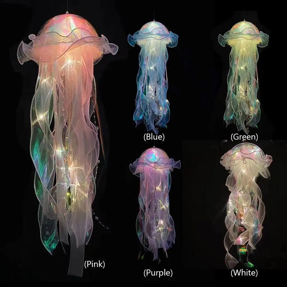 LED Jellyfish Lamp Colored DIY Mermaid Jellyfish Light Hand-held Luminous Lantern Girls Birthday Party Wedding Decor Night Light