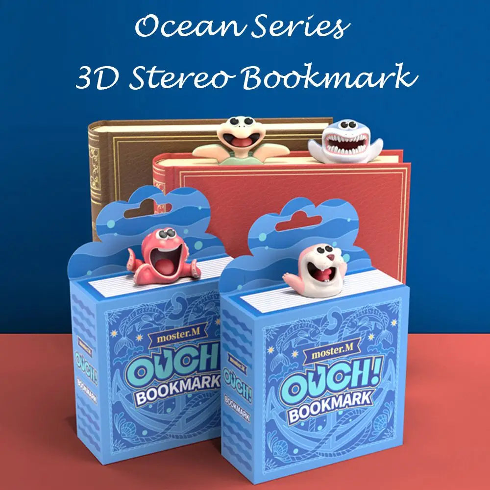 3D Stereo Cartoon Marker Animal Bookmarks Ocean Series Seal Octopus Cat Panda And Shiba Inu Creative Stationery Children Gift