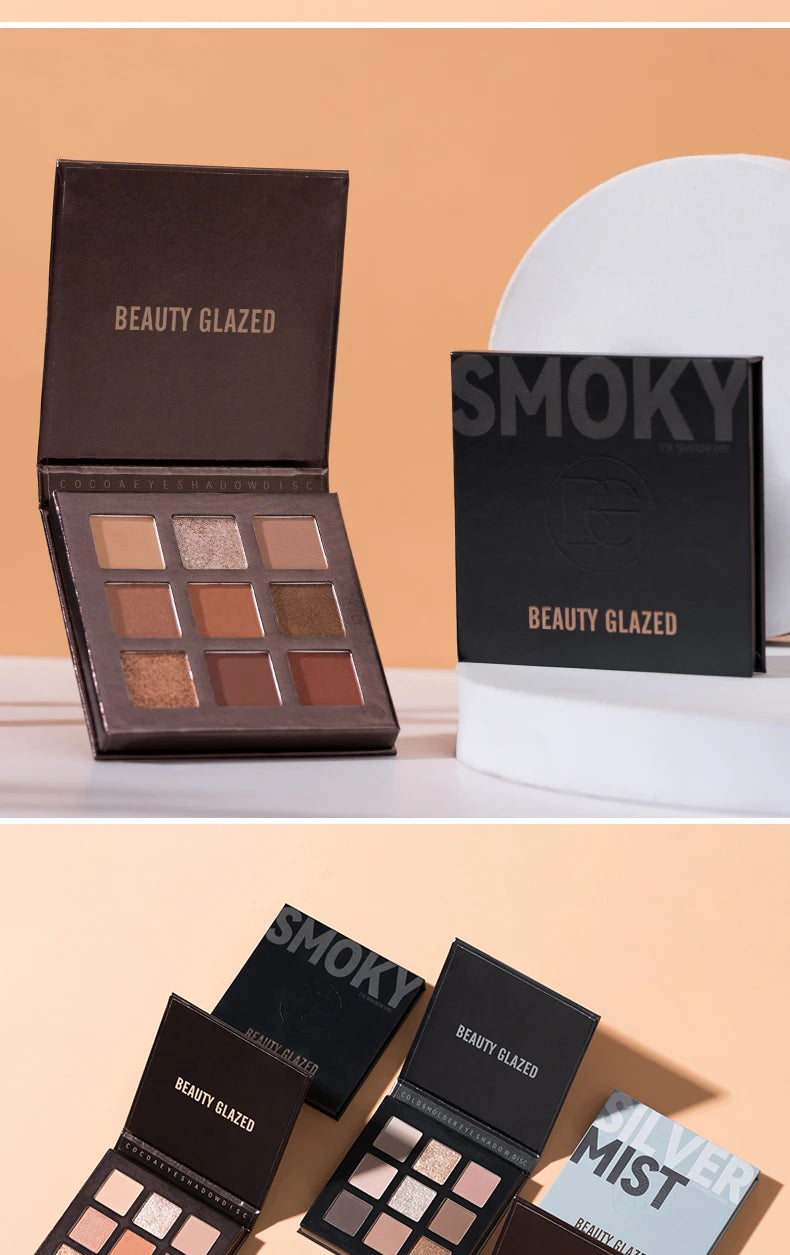 Beauty Glazed 9 Colors Eye Shadow Disc Makeup Palette Matte Shimmer Eye Pigmented Powder Make Up New Warm Earth Color Eyeshadow