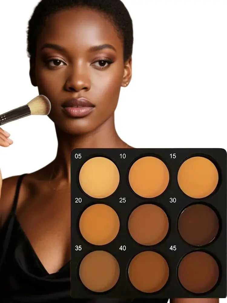9-farbiger wasserfester Kontur-Concealer, matte Palette, pinselfrei, mittlere bis dunkle Farbtöne, 3D-Sculpting, Ölkontrolle, lang anhaltender Halt
