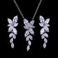 LXOEN Marquise Cut Flower Zirconia Crystal Long Drop Earrings for Women Shiny Leaf CZ Stone Bridal Wedding Jewelry