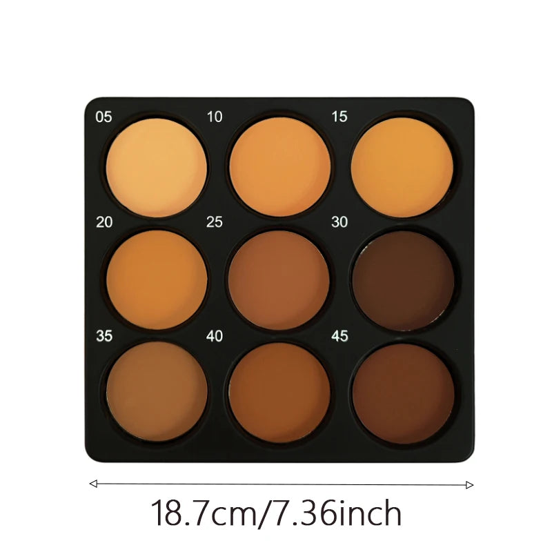 9-farbiger wasserfester Kontur-Concealer, matte Palette, pinselfrei, mittlere bis dunkle Farbtöne, 3D-Sculpting, Ölkontrolle, lang anhaltender Halt