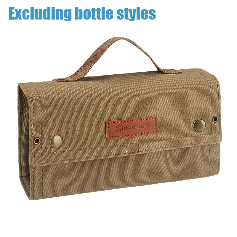 Portable Camping Seasoning Spices Bottle Tableware Leather Storage Bag Portable Kit For BBQ Picnic Kitchen