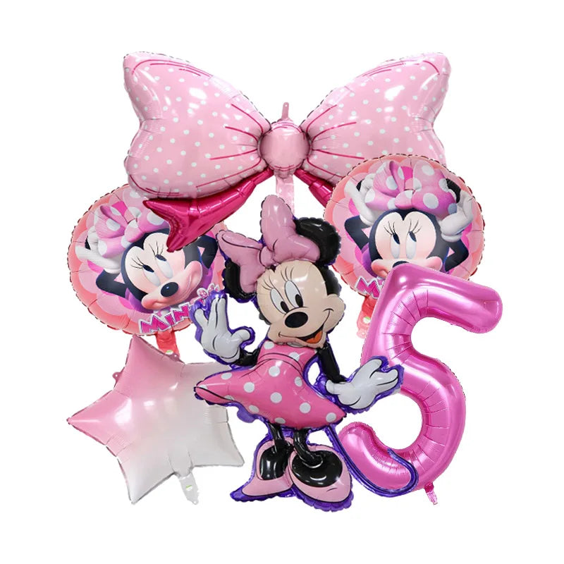 Minnie Mouse Birthday Party Decorate Girls Disposable Tableware Balloon Cups Plates Tablecloth Balloon Baby Shower Party Supply