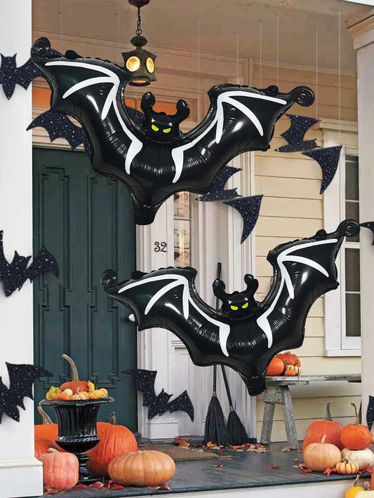 Halloween black bat foil balloons Halloween party supplies bat theme hanging bat decoration horror element atmosphere decoration