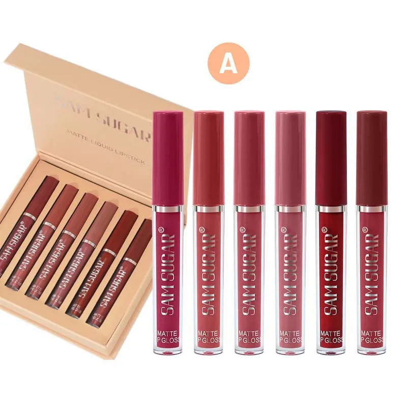 6 Color Matte Lip Gloss Set Lustrous Effect Moisturizing And Nourishing Long Lasting Easy To Apply Lip Makeup
