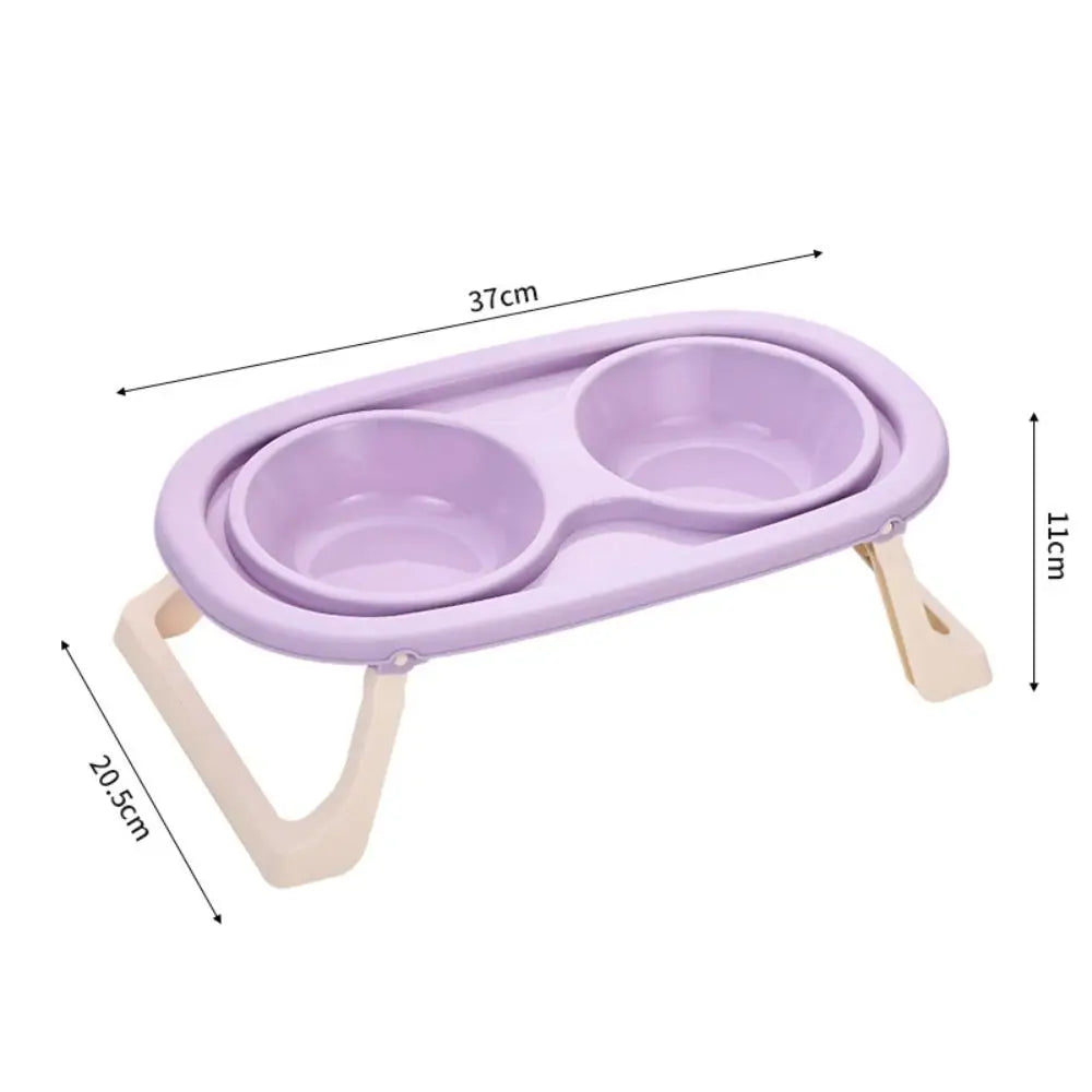 Cat Double Bowl With Stand Non-Slip 2-in-1 Dog Food Bowl Large Capacity Portable Pet Food Container Pet Supplies