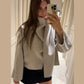 Winter Jacket Women Scarf Collar Short Woolen Coats Autumn 2025 Old Money Long Sleeve Solid Loose Bomber Jackets Chic Outerwears