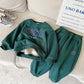 Children's Fleece Suits Insulated Baby Boy Winter Clothes Sets Letters Pullover Hoodie Sweater Top Pants Outfit Girl Tracksuit