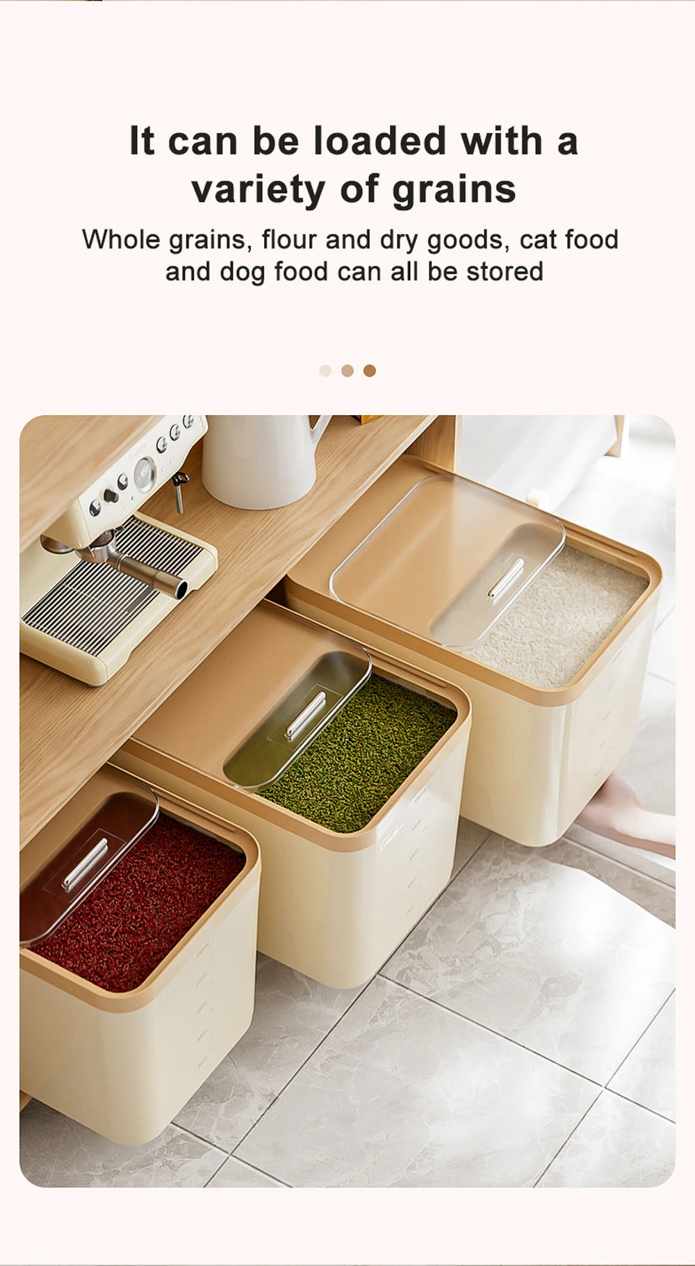 10KG Rice Container Rice Storage Box Pet Food Container Sealed Cereal Dispenser with Buckle Insect Proof Grain Kitchen Organizer