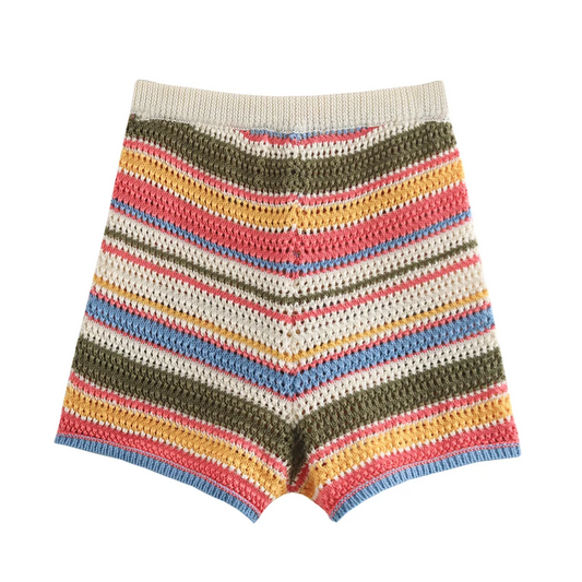 PB&ZA2024 autumn new women's clothing fashion temperament slim fit casual POLO collar short knitted sweater striped shorts set