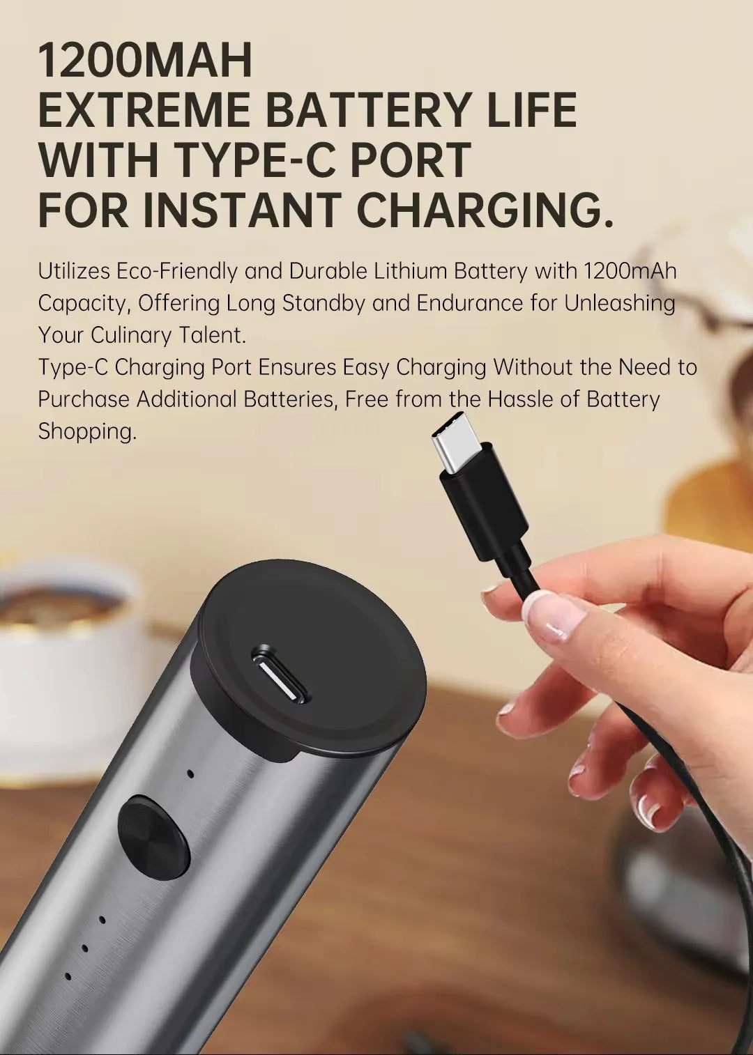 Wireless Electric Mini Milk Frother Coffee Whisk Portable Egg Beater Blender Kitchen Cooking Stirrer Cappuccino Coffee Maker