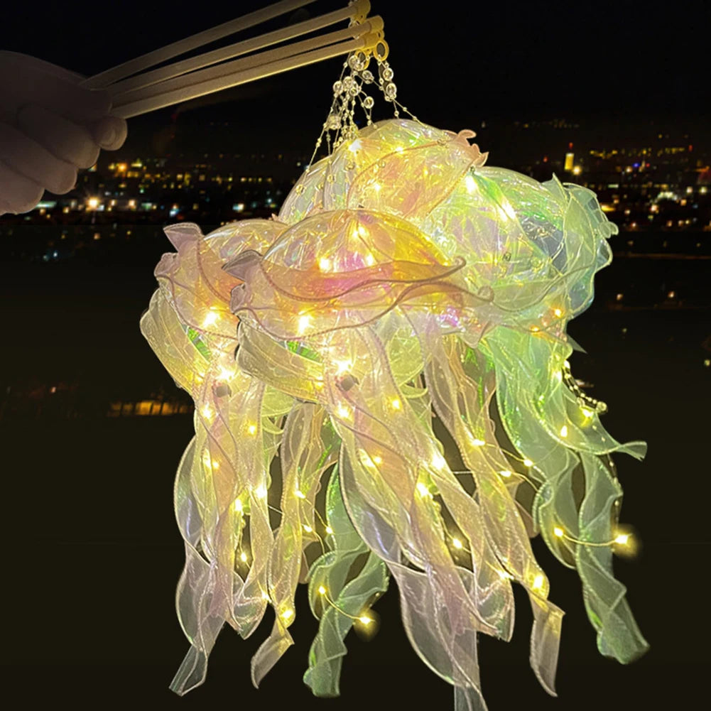 LED Jellyfish Lamp Colored DIY Mermaid Jellyfish Light Hand-held Luminous Lantern Girls Birthday Party Wedding Decor Night Light