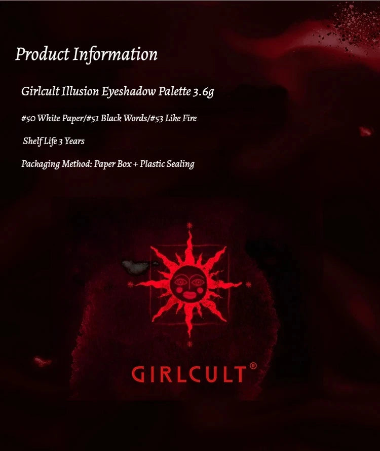 Girlcult 4 Color Eyeshadow Palette Shimmer Black Red Matte Chameleon Eye Shadow Vegan Halloween Make Up Sets Cosmetics Full Set