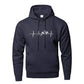 Mountain Heartbeat Hoodies teens Sweatshirt Autumn Long Sleeve Hooded Sweatshirt Hoodie Black Gray Sportswear