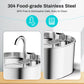 ZYFeeder 2.2L Automatic Cat Water Fountain Square Stainless Steel Pet Water Feeder Dog Water Fountain with window（No 5V 1A Plug）