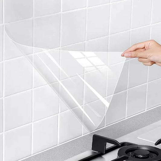 Oil Proof Wall Stickers Plastic Transparent Waterproof Heat-resistant Self Adhesive Film Wall Paper for Kitchen Home Decoration