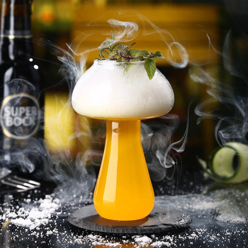 Mushroom Cocktail Glass Cup with Straw For  drinks Beer Creative Clear Wine Glasses Coffee Cups Drinkware Bar Tool