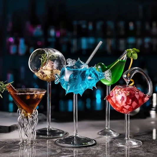 Creative Cocktail Personalized Glass Pufferfish Octopus Tall Cup Bar Swan Bird Wine Glass Wedding Party Birthday Gift
