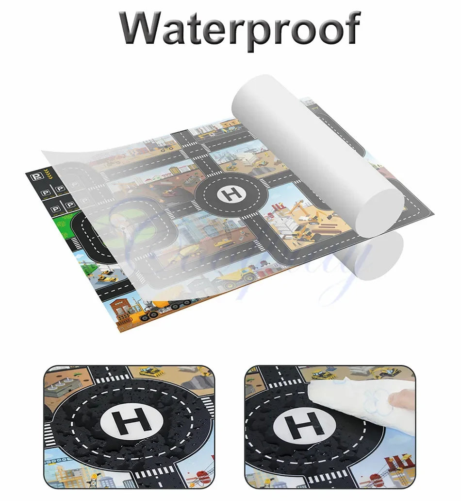 Large City Road Map DIY Scene Road Signs Car Parking Lot Game Children Playing Traffic Mat Climbing Carpets for Baby Toys Gifts