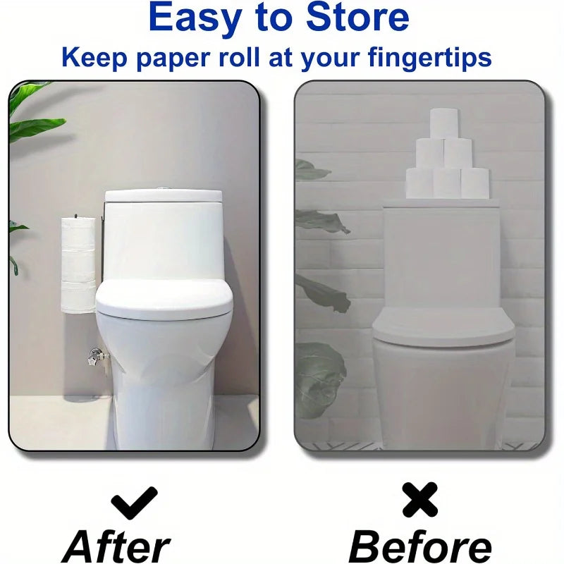 1pc Hanging Toilet Paper Holder with Patch, Bathroom Paper Towel Holder, No Drilling Wall Mount, for Kitchen and Bathroom