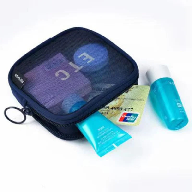 Makeup Bag Women Travel Toiletry Wash Makeup Bag Storage Case Zipper Make Up Bags Black Dot Transparent Mesh Cosmetic Bag