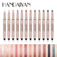 12 Colors Eyeshadow Stick Double Head Waterproof Long Lasting Metallic Shimmer Highlighter Cream Pen with Brush for Eyes