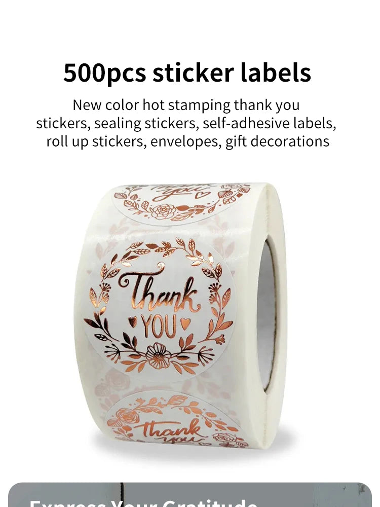 500 PCs Thank You Stickers, Monogrammed Floral Pattern Label Stickers, Thanksgiving Gift Stickers, Sticker Labels