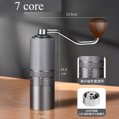 Manual Coffee Grinder External  Adjustable Grinder Stainless Steel Cone Burr Hand Coffee Mill Travel Camping Kitchen Office Use