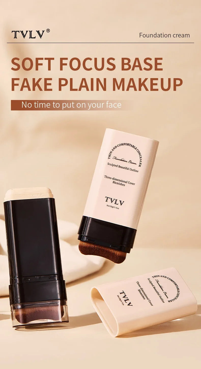 TVLV eraser foundation make-up stick 20g,with brush to brighten skin liquid foundation,non-marking,long-lasting makeup concealer