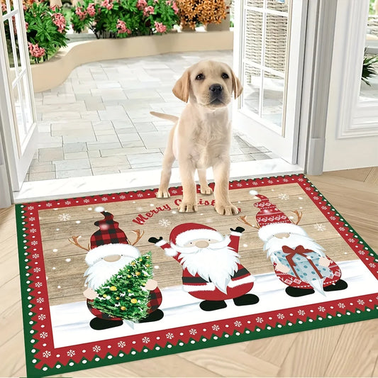 Santa Claus Green Polka Dots Rug Christmas Tree Snowflake Carpets Living Room Bedroom Entrance Non-slip Floormat Home Decoration