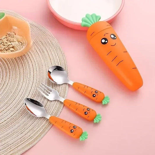 1/3PCS Baby Feeding Utensils Cartoon Fork Spoon Child Cutlery Set Kid Tableware Kitchen Gadgets Cake Vegetable Fork Teaspoon