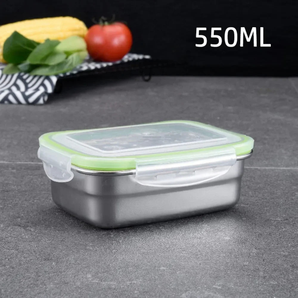 Stainless Steel Camping Lunch Box Leak-proof Sealed Bento Box Microwave Suitable Large Capacity Refrigerator Freezer Storage Box