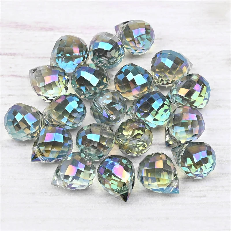 Austria Pear Shape Crystal Faceted Beads 10Mm Assorted Glass Spacer Chandelier Beads for Wedding Diy Necklace Bracelet Earring