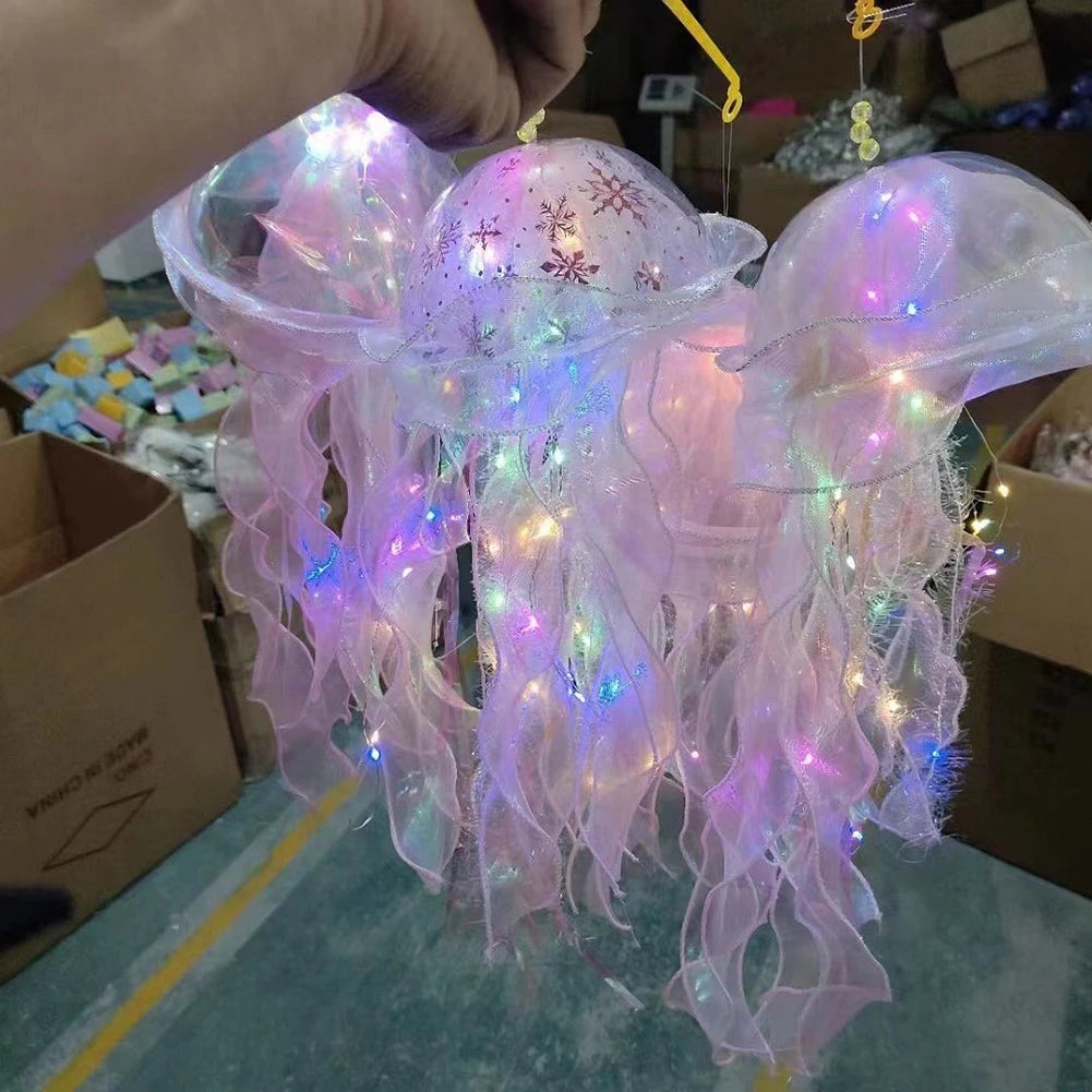 LED Jellyfish Lamp Colored DIY Mermaid Jellyfish Light Hand-held Luminous Lantern Girls Birthday Party Wedding Decor Night Light