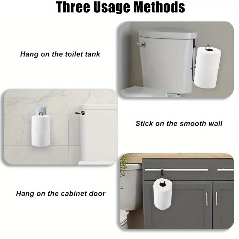 1pc Hanging Toilet Paper Holder with Patch, Bathroom Paper Towel Holder, No Drilling Wall Mount, for Kitchen and Bathroom