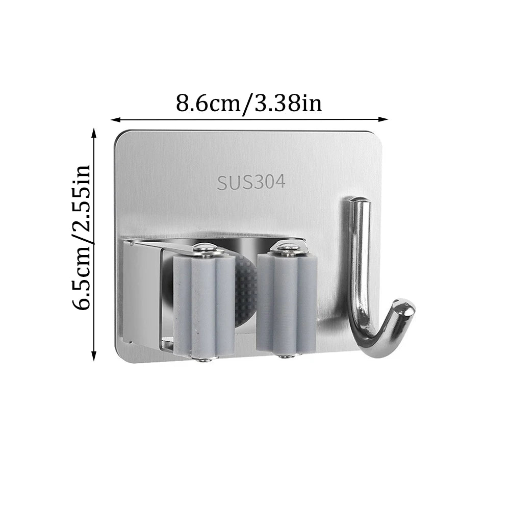 1PC/3PCS/6PCS/9PCS Mop Hook Perforation-Free Bathroom Storage Device Sticky Broom Hanger Wall Hanging Mop Clip