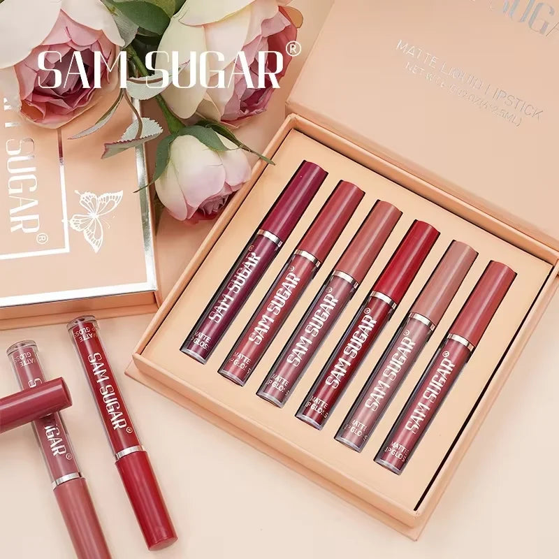 6 Color Matte Lip Gloss Set Lustrous Effect Moisturizing And Nourishing Long Lasting Easy To Apply Lip Makeup