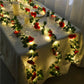200cm Rose Artificial Flowers Vine LED String Lights For Wedding Garland Home Decor Fake Rose Rattan Hanging Wall Arch Ornament