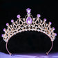 DIEZI Baroque Princess Queen Bridal Crown Purple Crystal Tiara For Women Wedding Vintage Crown Hair Dress Accessories Jewelry