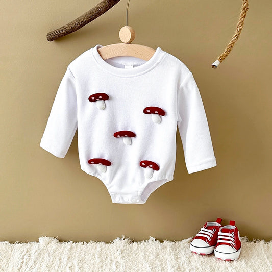 Infant Baby Triangle Bubble Romper Boys Girls Baby Autumn Sweatshirt Bodysuit Cartoon Duck/Mushroom Cute Newborn Clothes
