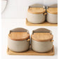 Japanese Style Ceramic Seasoning Jar Bamboo lid Spice jar With Spoon Kitchen Sugar Salt Spices Storage Box Household Container