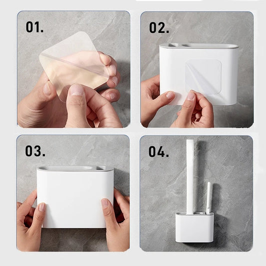 Wall Hanging Toilet Brush Toilet Bowl 2 Cleaning Brushes Silicone Toilet Brush with Holder For Floor Bathroom Accessories Sets