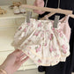 Ins Summer Toddler Girl Outfit 2024 Hollow Cool Slip Tees Lace Rose Flower Bud Shorts Baby Girl 2PCS Clothes Set Kid Girl Suits