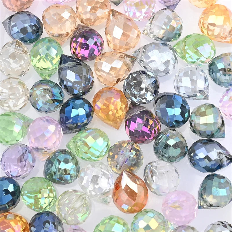 Austria Pear Shape Crystal Faceted Beads 10Mm Assorted Glass Spacer Chandelier Beads for Wedding Diy Necklace Bracelet Earring
