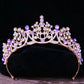DIEZI Baroque Princess Queen Bridal Crown Purple Crystal Tiara For Women Wedding Vintage Crown Hair Dress Accessories Jewelry